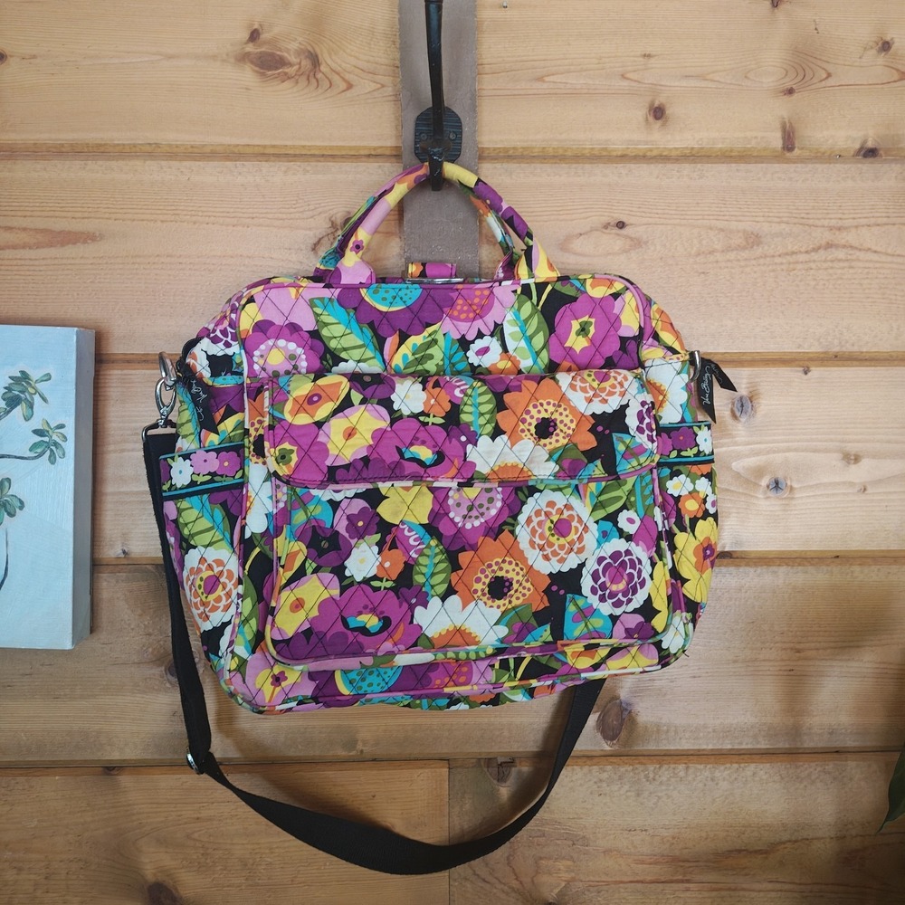 Vera Bradley Va Va Bloom Diaper Baby Bag Lined with Changing Pad Laptop Bag ZA4